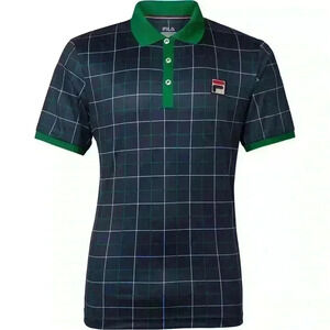 Fila Mens Windowpane Polo - Navy/Green
